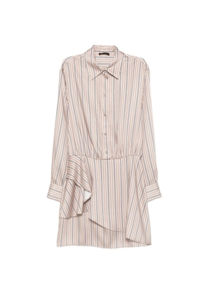 LIU JO ruffled-detail striped mini dress - Brown