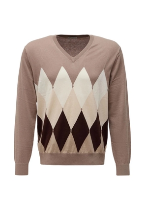 Ballantyne argyle intarsia-knit V-neck sweater - Neutrals
