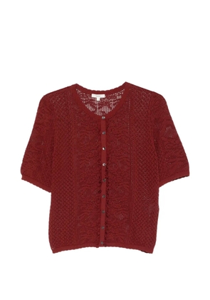 YERSE perforated short-sleeved cardigan - Red