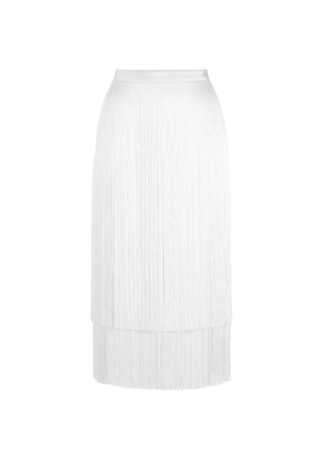 Elisabetta Franchi grosgrain fringe skirt - White