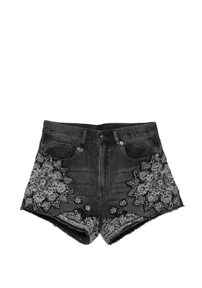 R13 X-BF appliquéd denim shorts - Grey