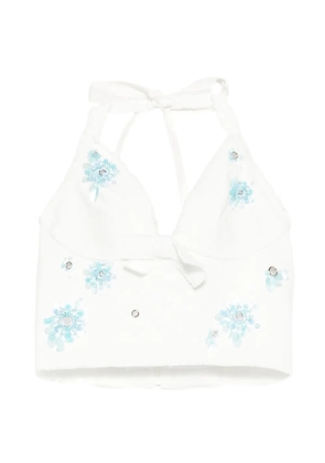 SHUSHU/TONG floral halterneck crop top - White