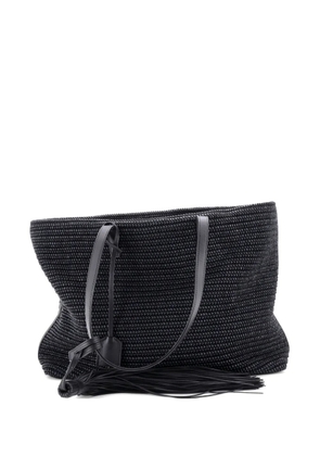 Saint Laurent Pre-Owned Shopper Woven Raffia East West tote bag - Black