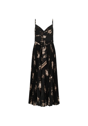 ZIMMERMANN Sunray pleated floral midi dress - Black