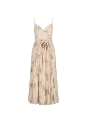ZIMMERMANN Sunray pleated floral midi dress - Neutrals