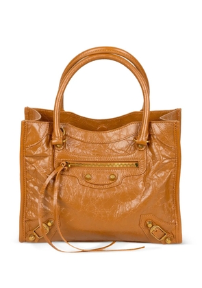 Balenciaga zip lamb clutch bag - Brown