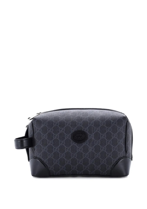 Gucci Pre-Owned Interlocking G Patch Toiletry Case GG Coated Canvas with Leather pouch - Black