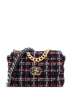 CHANEL Pre-Owned 19 Flap Bag Quilted Tweed Medium crossbody bag - Blue