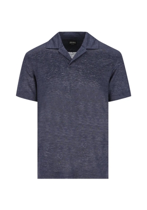 Zegna notched linen T-shirt - Blue