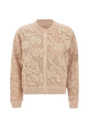 Kangra floral embroidery zip bomber jacket - Neutrals