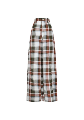 MARBELL Courtney check palazzo pants - White