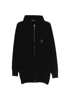 Balenciaga logo-embroidered cable-knit hoodie - Black