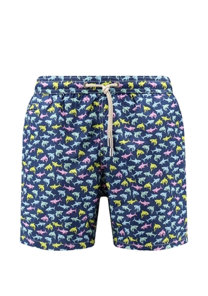 MC2 Saint Barth Lighting drawstring shark-print swim shorts - Blue