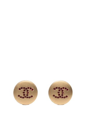 CHANEL Pre-Owned 2000 CC Gold Plated Rhinestone Round Clip On Earrings costume earrings