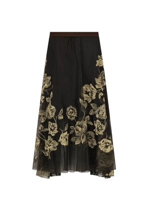 Liviana Conti Angel floral-embroidered skirt - Brown