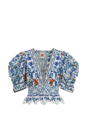 FARM Rio V-neck floral-pattern top - White