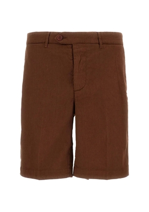 TELA GENOVA belt-loops linen shorts - Brown