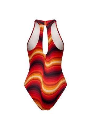 Osklen wave-print swimsuit - Orange