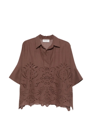 ERMANNO FIRENZE broderie-anglaise top - Brown