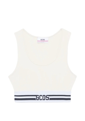 GCDS logo-detail crop top - White