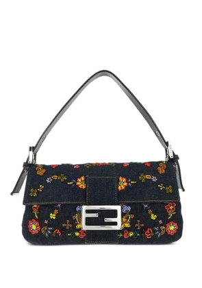 Fendi Pre-Owned 2000 Ricami beaded-flowers shoulder bag - Blue