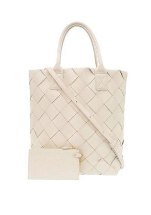 Bottega Veneta Pre-Owned 2012-2025 Lambskin Maxi Intrecciato Cabat Tote 30 satchel - White