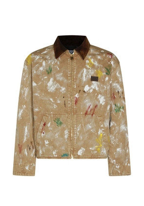 Moschino corduroy-collar painted jacket - Neutrals