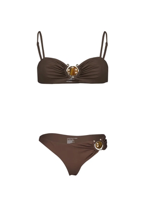 Christopher Esber stone-embellished ruched bikini bottoms - Brown