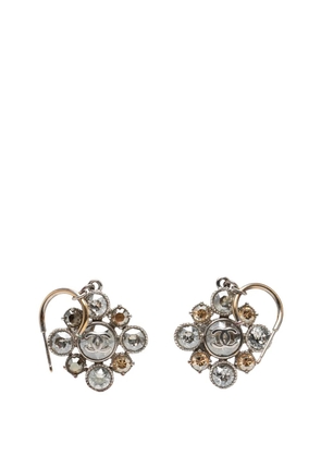 CHANEL Pre-Owned 2003 CC Silver Plated Crystal Rhinestones Dangle Push Back Earrings costume earrings