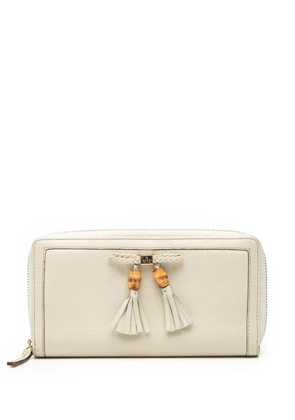 Gucci Pre-Owned 2000-2015 Leather Bamboo Tassel Continental Wallet long wallets - White