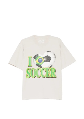 Melt football-print T-shirt - Neutrals