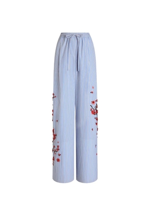 Dolce & Gabbana poplin trousers with cherry tree embroidery - Blue