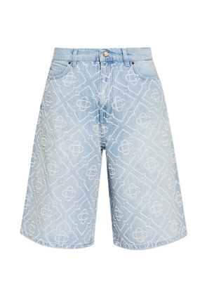 Casablanca monogram-beaded denim shorts - Blue