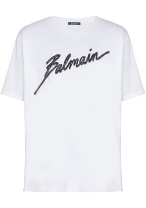 Balmain logo-embroidered T-shirt - White