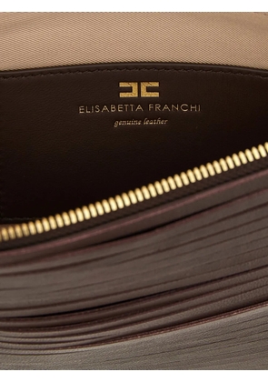 Elisabetta Franchi fringed leather clutch bag - Brown