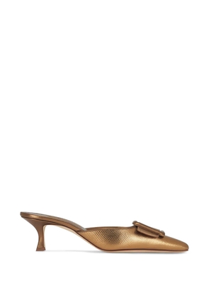 Manolo Blahnik square buckle mules - Gold