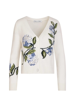 Oscar de la Renta Porcelain flower jacquard cardigan - White