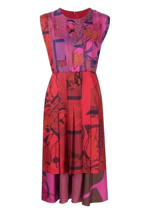Ferragamo patterned silk midi dress - Red