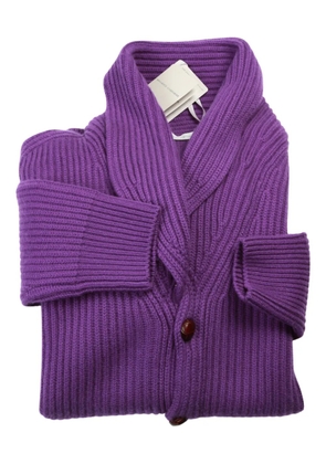MANRICO CASHMERE ribbed cashmere cardigan - Purple