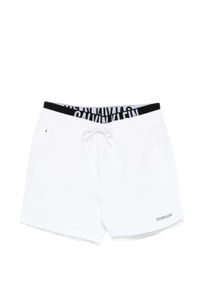 Calvin Klein logo-waistband swim shorts - White
