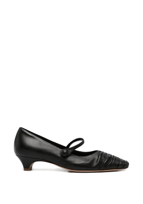 lorena paggi ruched strap leather pumps - Black