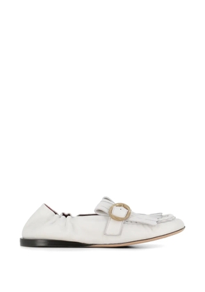 Paul Smith buckle fringed loafers - White