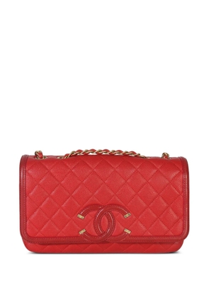 CHANEL Pre-Owned 2018-2019 small Filigree Flap quilted caviar shoulder bag - Red