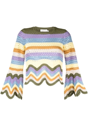 ZIMMERMANN striped crochet-knit cotton top - Yellow