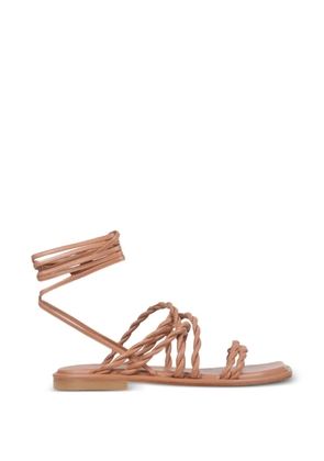 Stuart Weitzman Calypso lace-up braided leather flat sandals - Neutrals