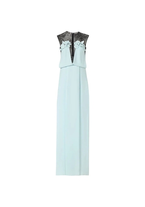 Costarellos Liora chantilly-lace floral-appliqué maxi dress - Blue