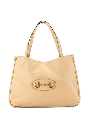 Gucci Pre-Owned Horsebit 1955 Leather Medium tote bag - Neutrals