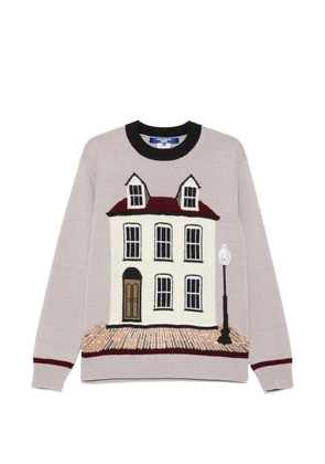 Junya Watanabe MAN house-graphic crew-neck sweater - Purple