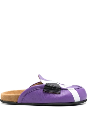 college cross-print colour-block mules - Purple