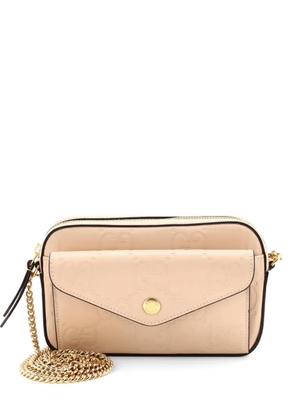 Gucci Pre-Owned Front Pocket Chain Shoulder Bag Jumbo GG Embossed Leather Super Mini crossbody bag - Neutrals